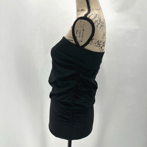 SPRWMN Strapless Top Womens S Black Knit Ruched Sides Date Night Club Party Glam - Picture 4 of 8